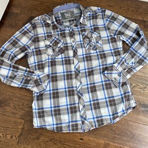 Men’s Blue/Gray Plaid Shirt